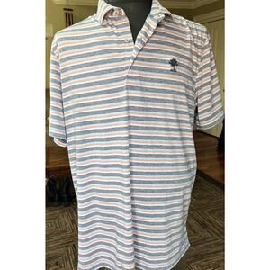 Jonnie O‎ Men’s Golf Polo Pink/ Blue Horizontal Striped Short Sleeve Polo XL